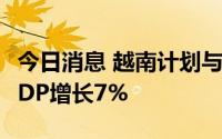 今日消息 越南计划与投资部部长：目标今年GDP增长7%