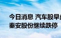 今日消息 汽车股早盘继续回落，兴民智通、秦安股份继续跌停