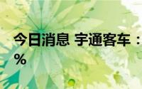 今日消息 宇通客车：6月销量同比下滑58.29%