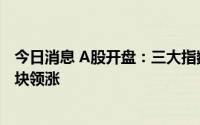 今日消息 A股开盘：三大指数齐跌，养殖业、钛白粉概念板块领涨