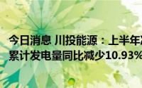 今日消息 川投能源：上半年净利润15.6亿元，控股水电企业累计发电量同比减少10.93%