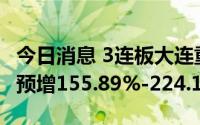 今日消息 3连板大连重工：上半年净利润同比预增155.89%-224.13%