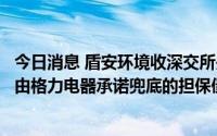 今日消息 盾安环境收深交所关注函：要求公司说明先行代偿由格力电器承诺兜底的担保债务的原因及合理性