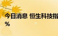 今日消息 恒生科技指数转跌，此前一度涨超2%