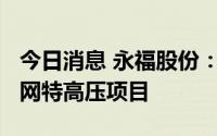 今日消息 永福股份：预中标3157万元国家电网特高压项目
