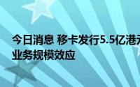 今日消息 移卡发行5.5亿港元可转债，将加快建立到店电商业务规模效应