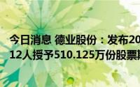 今日消息 德业股份：发布2022年股票期权激励计划，拟向312人授予510.125万份股票期权