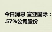 今日消息 宣亚国际：控股股东近期累计减持2.57%公司股份