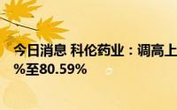 今日消息 科伦药业：调高上半年净利润同比预增幅为66.39%至80.59%