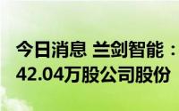 今日消息 兰剑智能：济南创投拟减持不超过142.04万股公司股份
