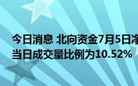 今日消息 北向资金7月5日净买入亿纬锂能407.58万股，占当日成交量比例为10.52%