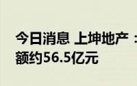 今日消息 上坤地产：上半年累计合约销售金额约56.5亿元