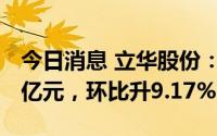 今日消息 立华股份：6月销售肉鸡收入10.24亿元，环比升9.17%