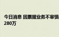 今日消息 因票据业务不审慎等，厦门国际银行莆田分行被罚280万