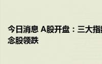今日消息 A股开盘：三大指数涨跌互现，油气开采及服务概念股领跌