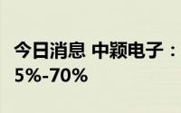 今日消息 中颖电子：上半年净利润同比预增65%-70%
