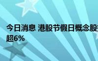 今日消息 港股节假日概念股持续下挫，同程旅行、九毛九跌超6%