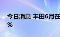 今日消息 丰田6月在华新车销量同比增长19%