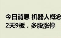 今日消息 机器人概念股走强，巨轮智能走出12天9板，多股涨停