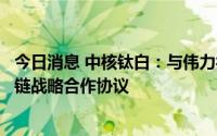 今日消息 中核钛白：与伟力得签署全钒液流电池储能全产业链战略合作协议