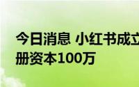 今日消息 小红书成立薯你最红传媒公司，注册资本100万