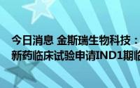 今日消息 金斯瑞生物科技：参股公司传奇生物终止LB1901新药临床试验申请IND1期临床试验