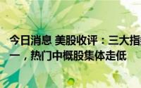 今日消息 美股收评：三大指数小幅收涨，大型科技股涨跌不一，热门中概股集体走低