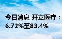 今日消息 开立医疗：上半年净利润同比预增46.72%至83.4%