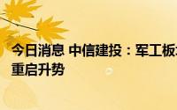 今日消息 中信建投：军工板块有望在中报高增长预期驱动下重启升势