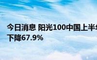 今日消息 阳光100中国上半年合同销售额约6.76亿元，同比下降67.9%