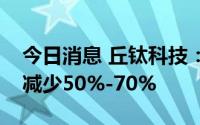 今日消息 丘钛科技：预计上半年净利润同比减少50%-70%