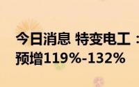 今日消息 特变电工：上半年归母净利润同比预增119%-132%