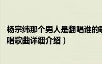 杨宗纬那个男人是翻唱谁的歌简介（关于那个男人 杨宗纬演唱歌曲详细介绍）