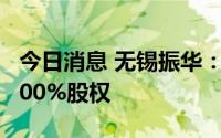 今日消息 无锡振华：筹划收购无锡振华开祥100%股权