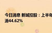 今日消息 新城控股：上半年销售额约651.60亿元，同比下滑44.62%