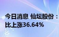 今日消息 仙坛股份：6月鸡肉产品销售收入同比上涨36.64%