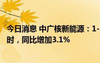 今日消息 中广核新能源：1-6月累计完成发电量9517.0吉瓦时，同比增加3.1%