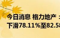 今日消息 格力地产：预计上半年净利润同比下滑78.11%至82.58%