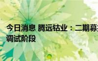 今日消息 腾远钴业：二期募投项目钴盐部分预计下半年进入调试阶段