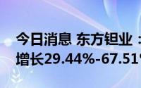 今日消息 东方钽业：预计上半年净利润同比增长29.44%-67.51%