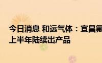 今日消息 和远气体：宜昌氟硅材料产业园项目预计2023年上半年陆续出产品