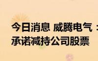 今日消息 威腾电气：第五大股东误操作违反承诺减持公司股票