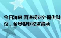 今日消息 因违规对外提供财务资助和未严格执行股东大会决议，金贵银业收监管函