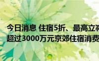 今日消息 住宿5折、最高立减1000元，北京明起发放总额不超过3000万元京郊住宿消费券