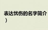 表达忧伤的名字简介（关于你好忧伤详细介绍）