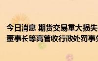 今日消息 期货交易重大损失等未及时披露，金字火腿及时任董事长等高管收行政处罚事先告知书