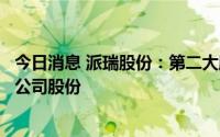 今日消息 派瑞股份：第二大股东国开装备拟减持不超3.15%公司股份