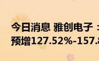 今日消息 雅创电子：上半年归母净利润同比预增127.52%-157.86%