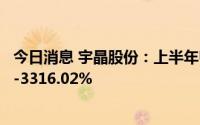 今日消息 宇晶股份：上半年归母净利润同比预增2828.02%-3316.02%
