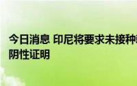 今日消息 印尼将要求未接种新冠加强针的入境旅客出示核酸阴性证明